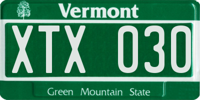 VT license plate XTX030