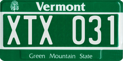 VT license plate XTX031