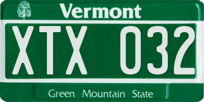 VT license plate XTX032