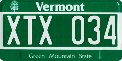 VT license plate XTX034