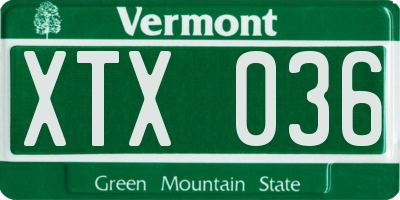 VT license plate XTX036