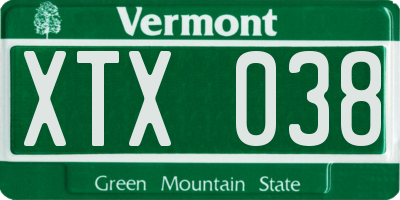 VT license plate XTX038