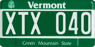 VT license plate XTX040