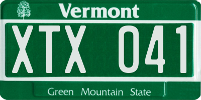 VT license plate XTX041