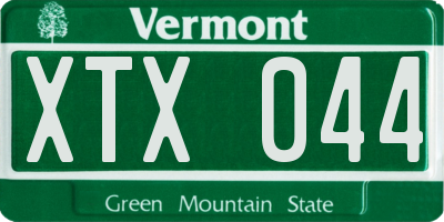 VT license plate XTX044