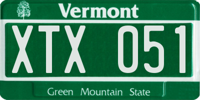 VT license plate XTX051
