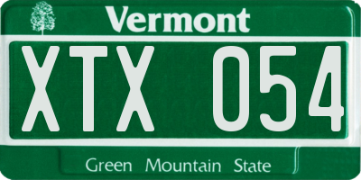 VT license plate XTX054