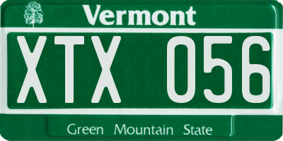 VT license plate XTX056