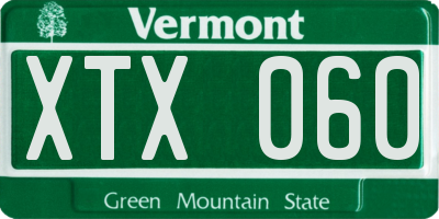 VT license plate XTX060