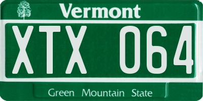 VT license plate XTX064