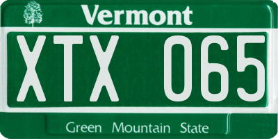 VT license plate XTX065