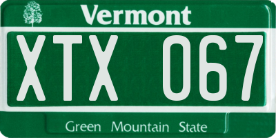 VT license plate XTX067