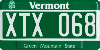 VT license plate XTX068