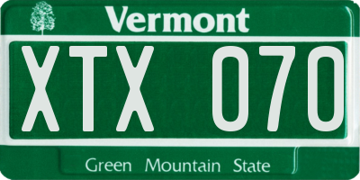 VT license plate XTX070