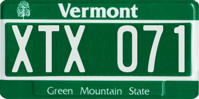 VT license plate XTX071