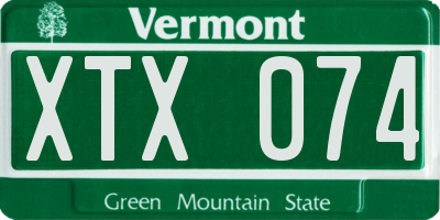 VT license plate XTX074