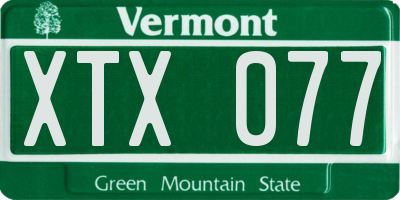 VT license plate XTX077