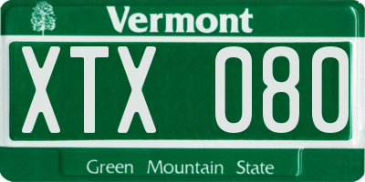 VT license plate XTX080