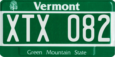 VT license plate XTX082