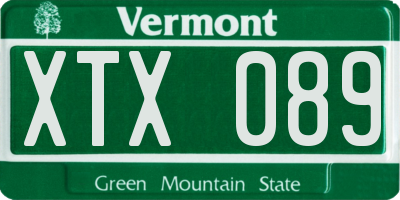 VT license plate XTX089