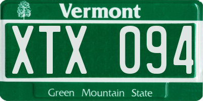 VT license plate XTX094