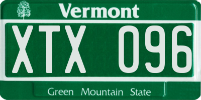 VT license plate XTX096