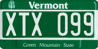 VT license plate XTX099