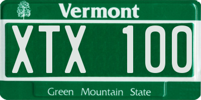 VT license plate XTX100