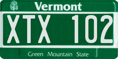 VT license plate XTX102