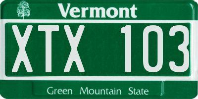 VT license plate XTX103