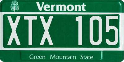 VT license plate XTX105