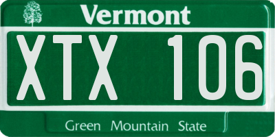 VT license plate XTX106