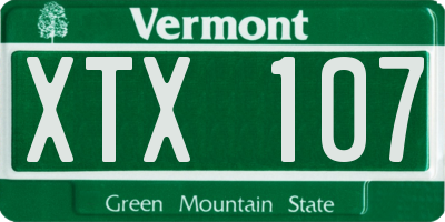 VT license plate XTX107