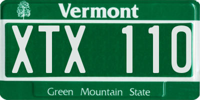 VT license plate XTX110