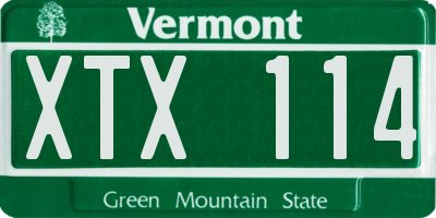 VT license plate XTX114