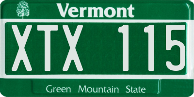 VT license plate XTX115