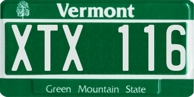 VT license plate XTX116