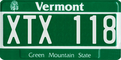VT license plate XTX118