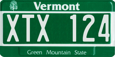 VT license plate XTX124