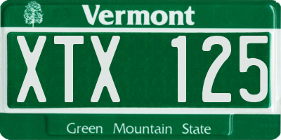 VT license plate XTX125