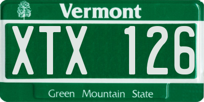VT license plate XTX126