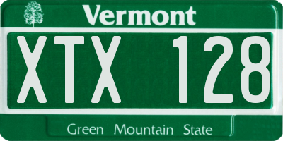 VT license plate XTX128