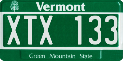 VT license plate XTX133