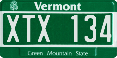 VT license plate XTX134