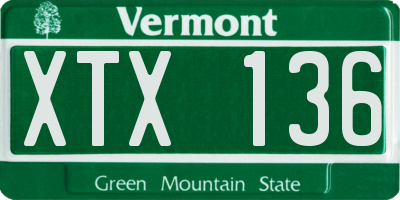 VT license plate XTX136