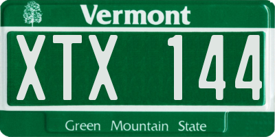 VT license plate XTX144