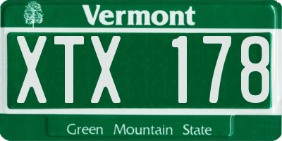 VT license plate XTX178