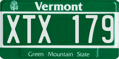 VT license plate XTX179