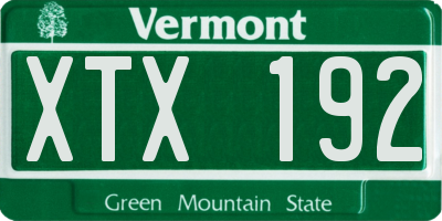 VT license plate XTX192
