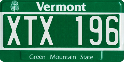 VT license plate XTX196